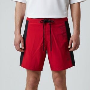Helly Hansen Men’s Red Black Logo Board Shorts Swim Trunks Size 32